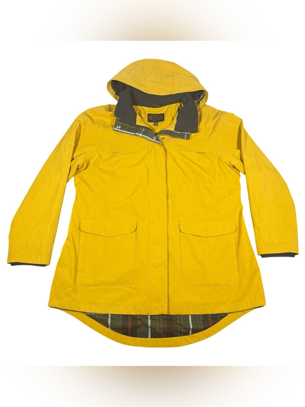 Pendleton Women’s Yellow Hooded Plaid Lined Jacket Coat Size XXL
